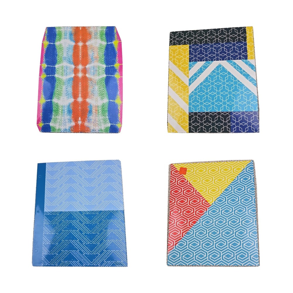 Top Flight Geometric Abstract Pocket Folders Lot of 4 3 Ring School New